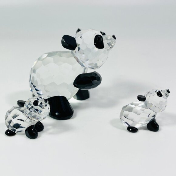 Swarovski Crystal Panda Mother and 2 Babies 181080/ 181081 So Sweet & Adorable - Picture 2 of 7